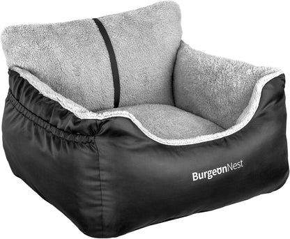 Dog Car Seat for Small Dogs, Soft Pet Car Travel Home Bed under 25 Lbs, Fully Detachable and Washable Cat Booster Carseats with Storage Pockets and Clip-On Leash Portable Carrier,Black